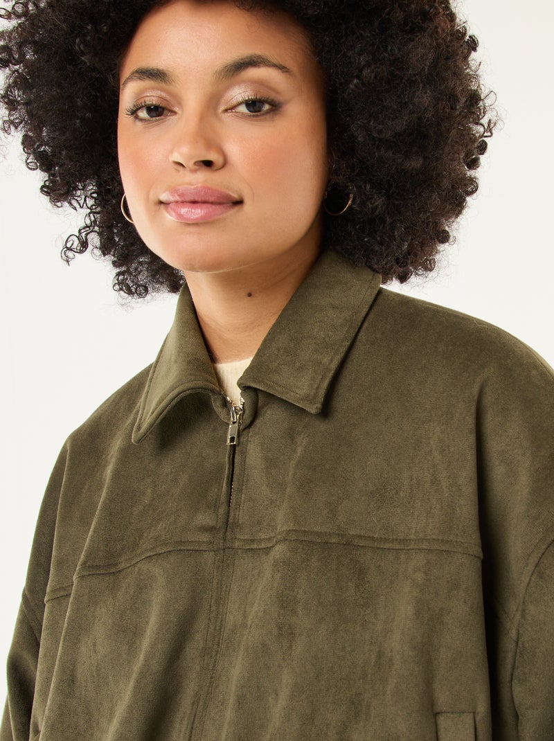 Casaco em camurça lisa Verde - Kiabi