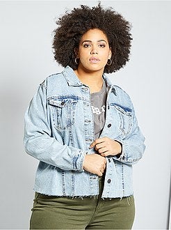 Casaco em ganga com acabamentos a cru - Kiabi