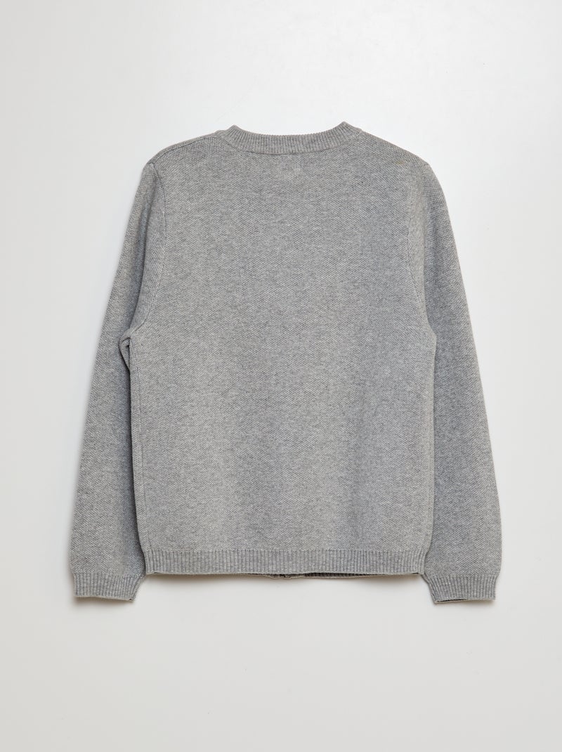 Casaco em malha com fecho CINZA - Kiabi