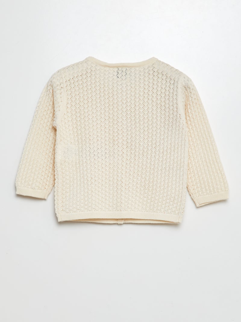 Casaco em malha de fantasia ajurada BRANCO - Kiabi