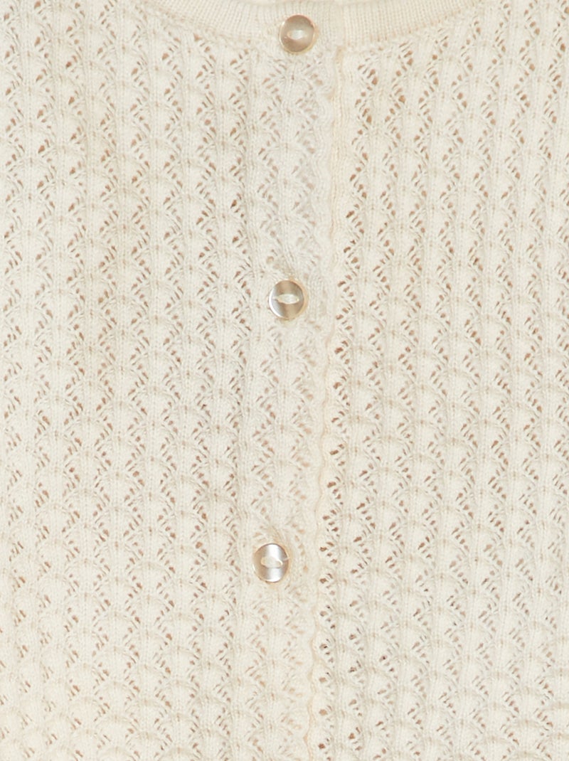 Casaco em malha de fantasia ajurada BRANCO - Kiabi