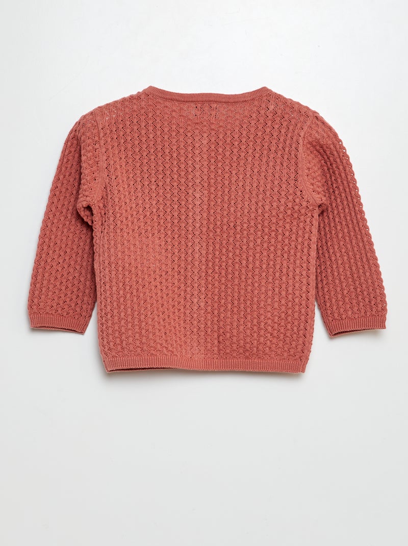 Casaco em malha de fantasia ajurada ROSA - Kiabi