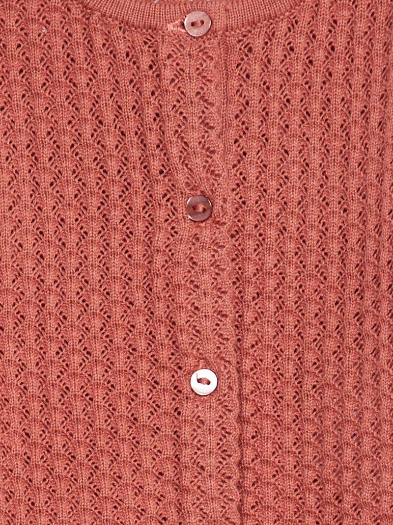 Casaco em malha de fantasia ajurada ROSA - Kiabi