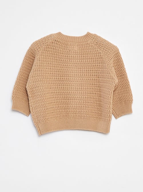 Casaco em malha de tricô com bordado frontal - Kiabi