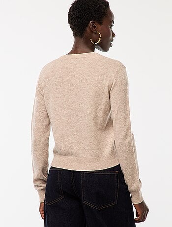 Casaco em malha fina com decote em V