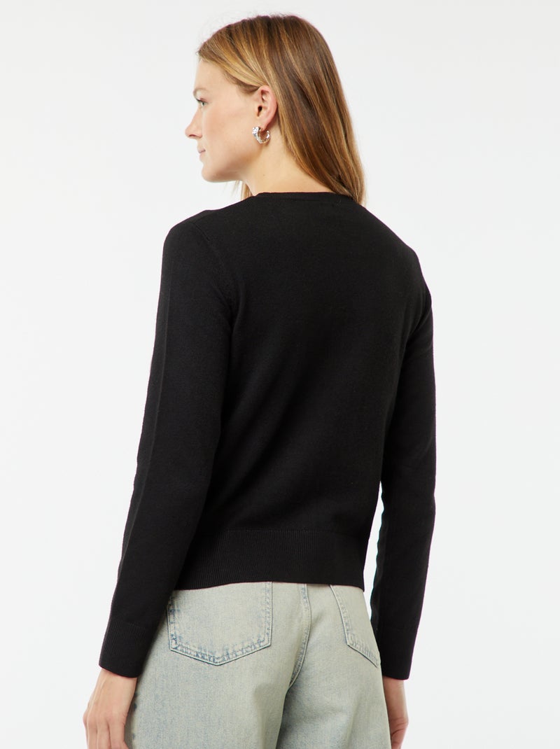 Casaco em malha fina Preto - Kiabi