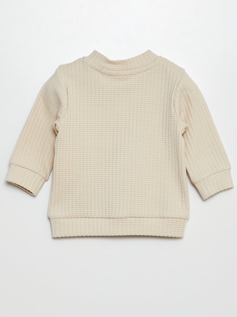 Casaco em malha gofrada BEGE - Kiabi