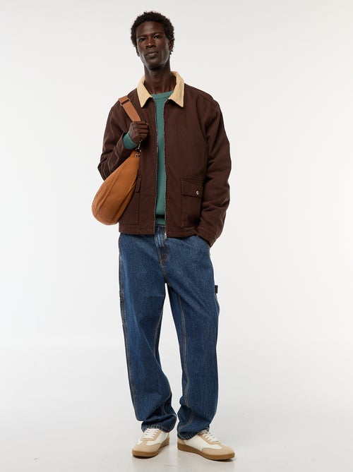 Casaco em sarja com fecho e gola canelada - Kiabi