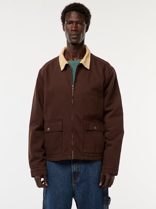 Casaco em sarja com fecho e gola canelada - Kiabi