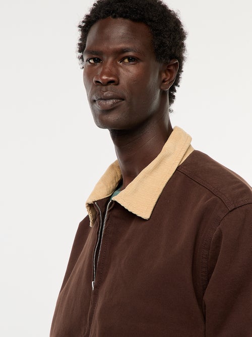 Casaco em sarja com fecho e gola canelada - Kiabi