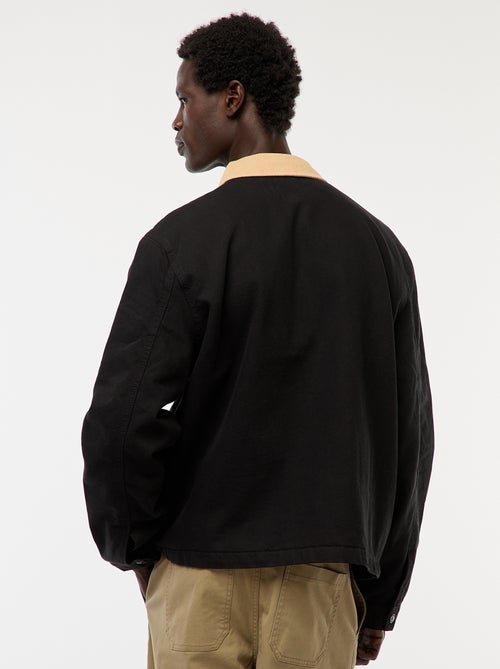 Casaco em sarja com fecho e gola com canelado - Kiabi