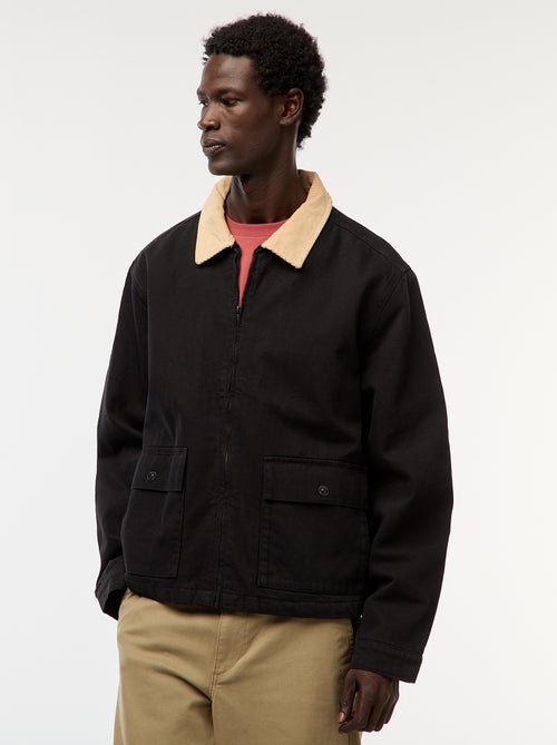 Casaco em sarja com fecho e gola com canelado - Kiabi