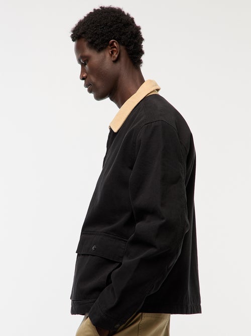 Casaco em sarja com fecho e gola com canelado - Kiabi