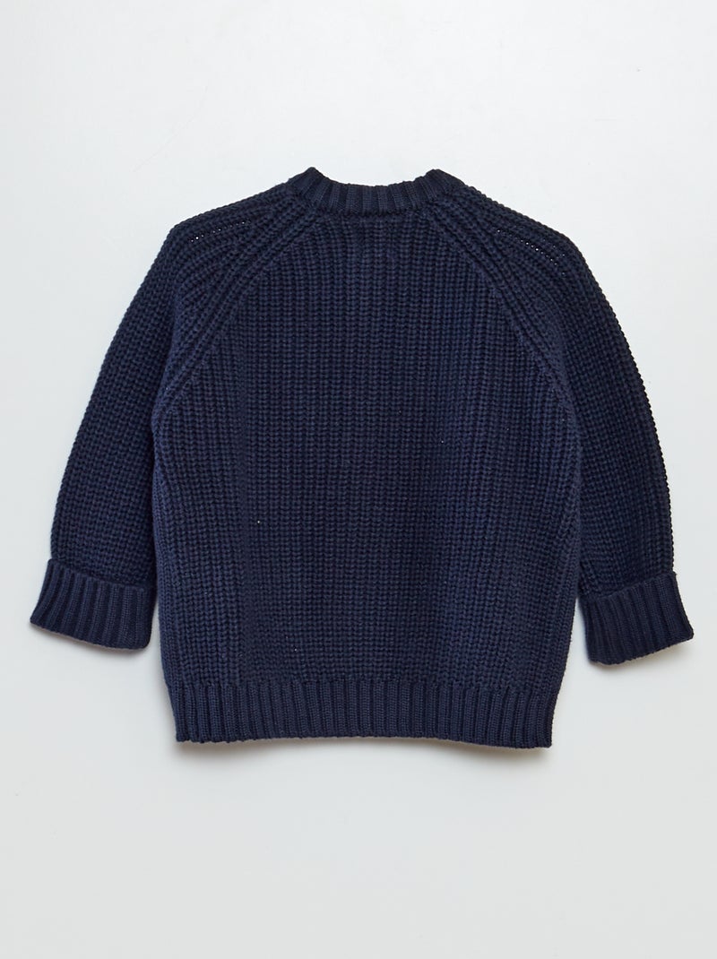 Casaco em tricô com botões AZUL - Kiabi