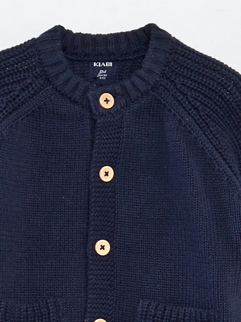 Casaco em tricô com botões AZUL - Kiabi