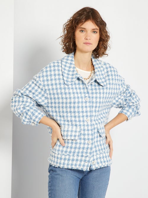 Casaco em tweed azul - Kiabi
