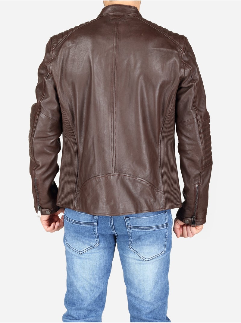 Casaco estilo motoqueiro - redskins Castanho - Kiabi
