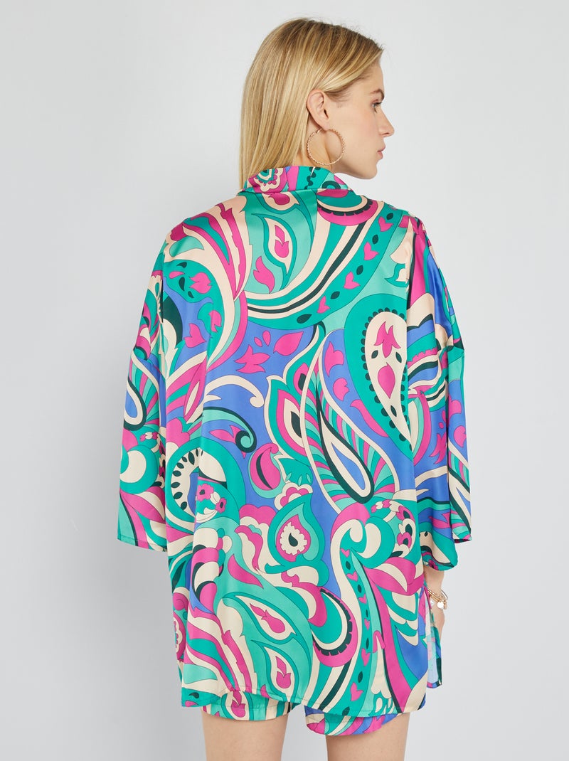 Casaco estilo quimono com estampado VERDE - Kiabi