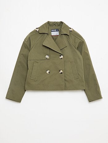 Casaco estilo trench com gola de alfaiate