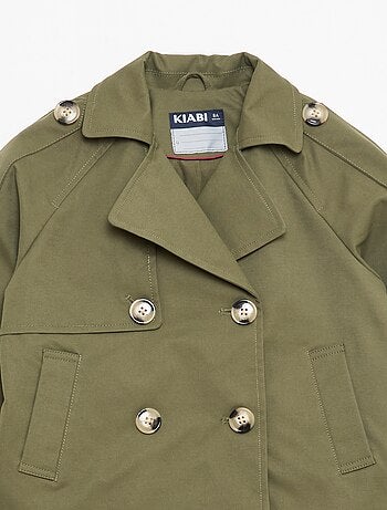 Casaco estilo trench com gola de alfaiate
