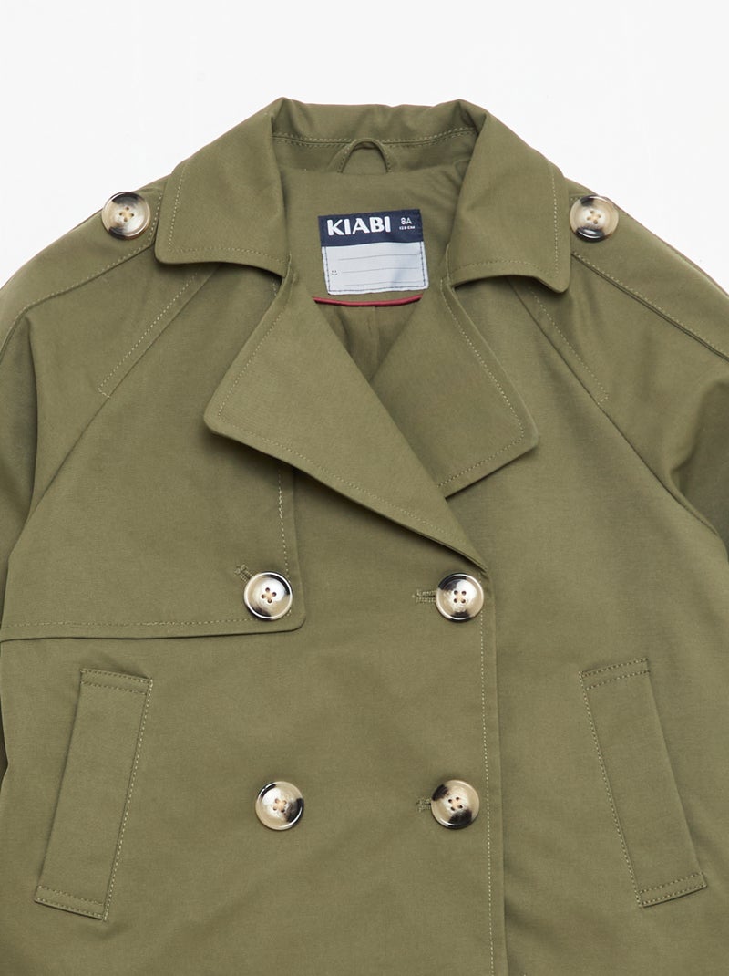 Casaco estilo trench com gola de alfaiate Caqui - Kiabi