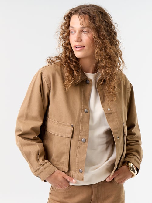 Casaco estilo workwear de ganga com gola de veludo - Kiabi Casaco estilo workwear de ganga com gola de veludo - Kiabi