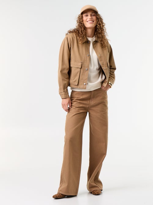 Casaco estilo workwear de ganga com gola de veludo - Kiabi Casaco estilo workwear de ganga com gola de veludo - Kiabi