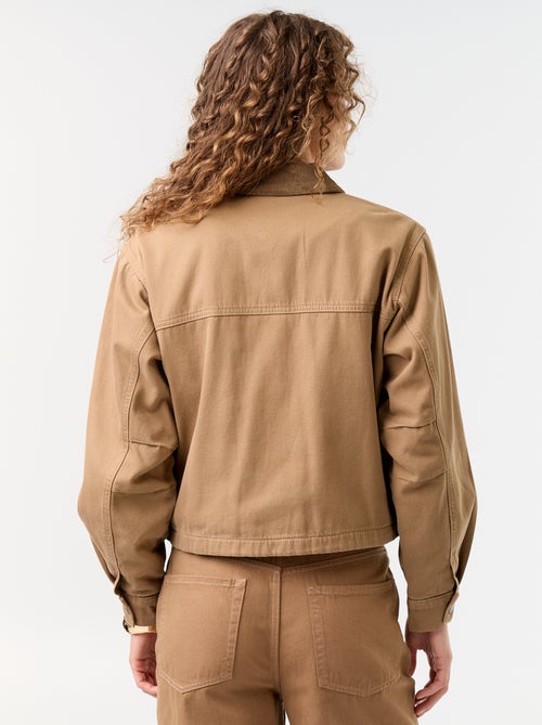 Casaco estilo workwear de ganga com gola de veludo - Kiabi Casaco estilo workwear de ganga com gola de veludo - Kiabi