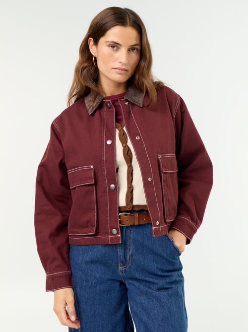Casaco estilo workwear de ganga com gola de veludo - Kiabi Casaco estilo workwear de ganga com gola de veludo - Kiabi