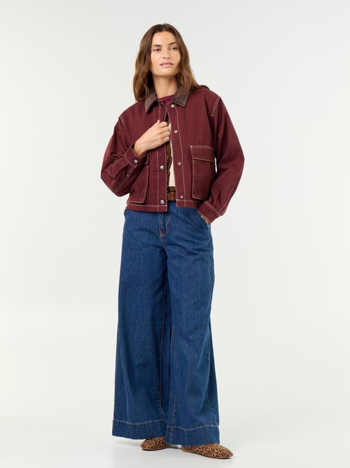 Casaco estilo workwear de ganga com gola de veludo - Kiabi Casaco estilo workwear de ganga com gola de veludo - Kiabi