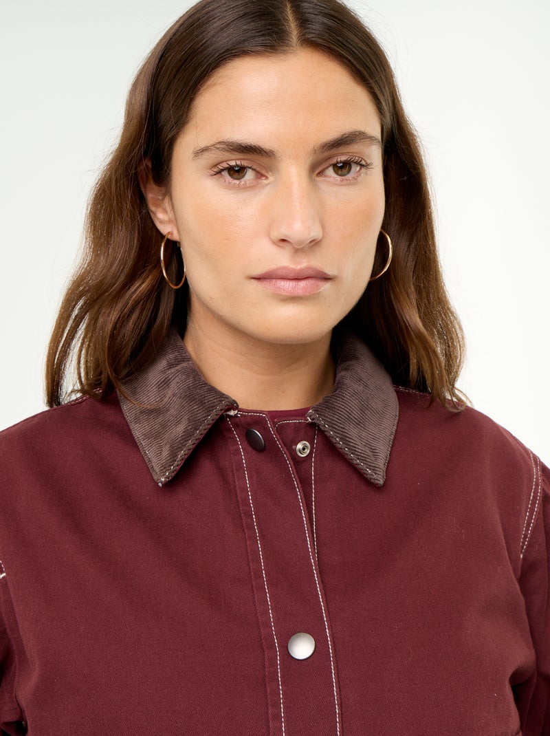 Casaco estilo workwear de ganga com gola de veludo Vermelho - Kiabi