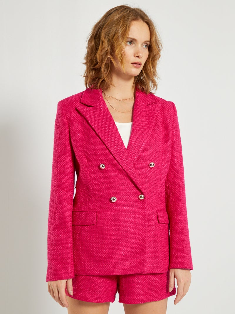 Casaco estruturado em tweed Rosa Brilhante - Kiabi