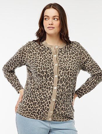 Casaco fino com estampado leopardo