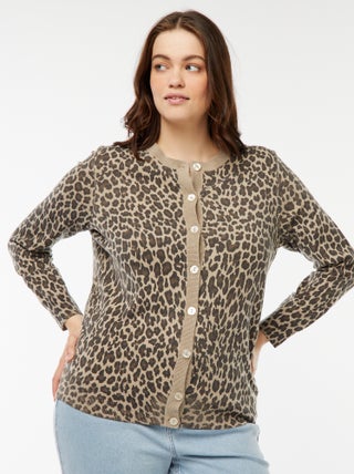 Casaco fino com estampado leopardo