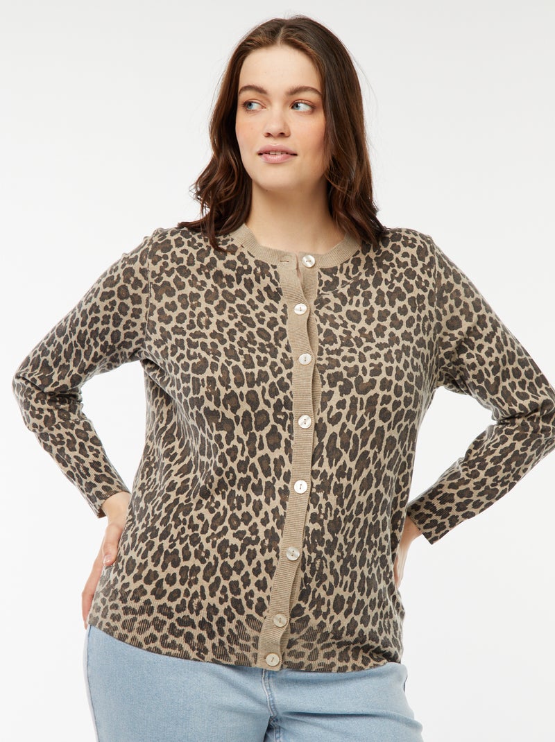 Casaco fino com estampado leopardo Bege - Kiabi