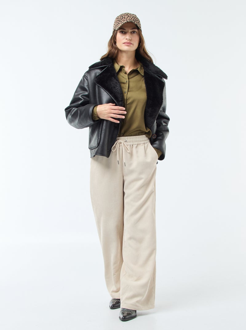 Casaco forrado estilo aviador Preto - Kiabi