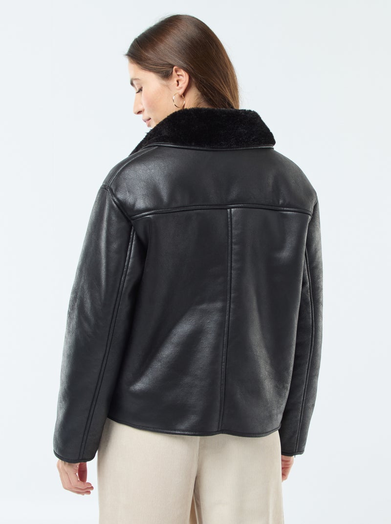 Casaco forrado estilo aviador Preto - Kiabi