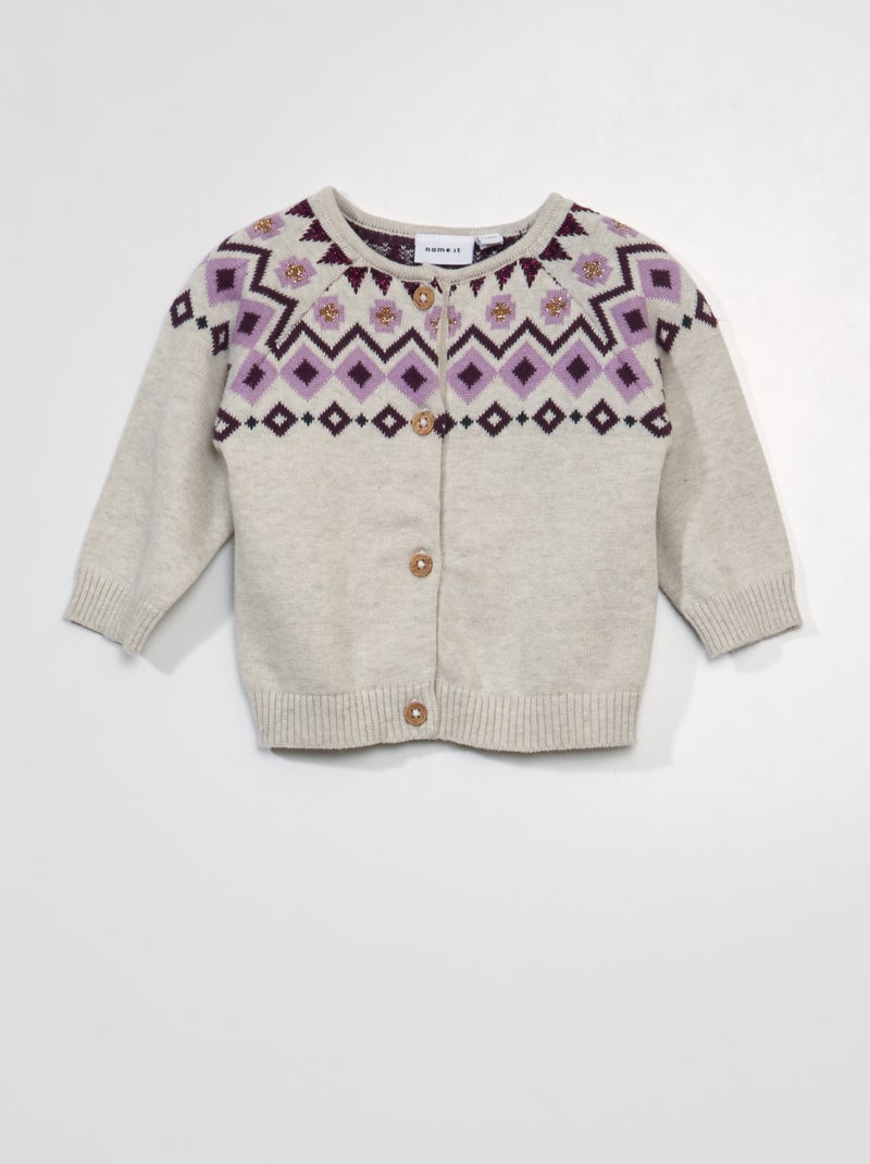 Casaco jacquard com pormenores brilhantes BEGE - Kiabi