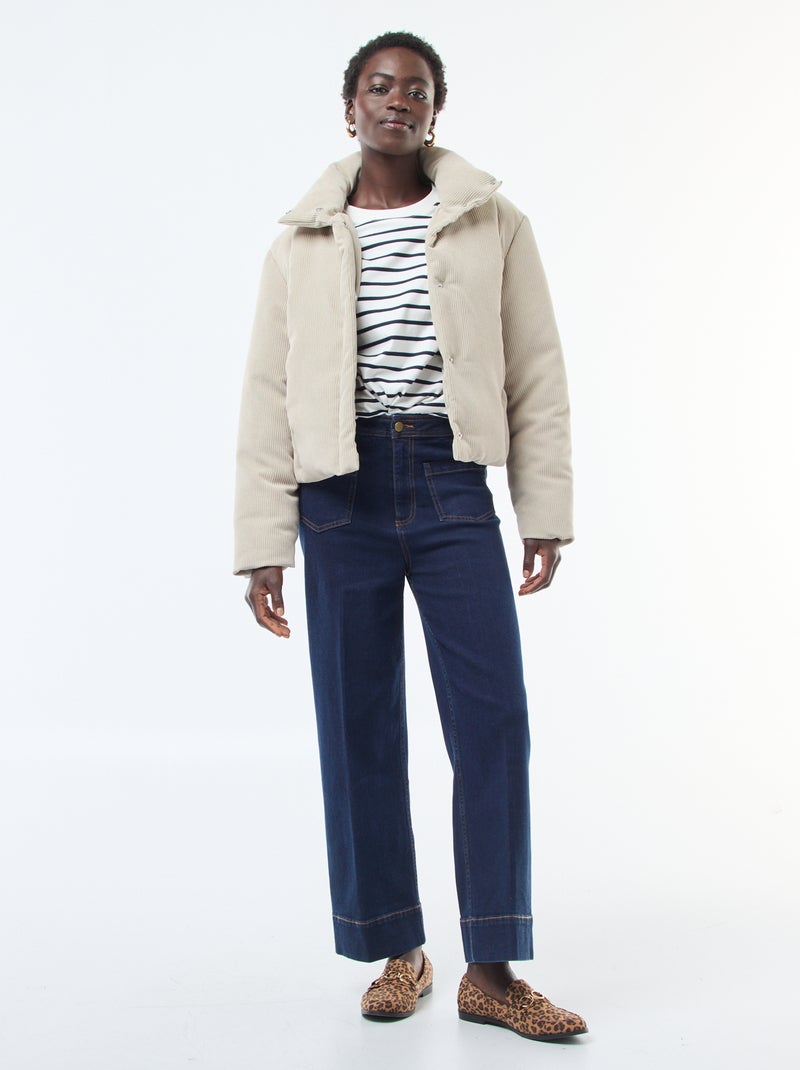 Casaco 'JDY' em material canelado com gola envolvente Bege - Kiabi