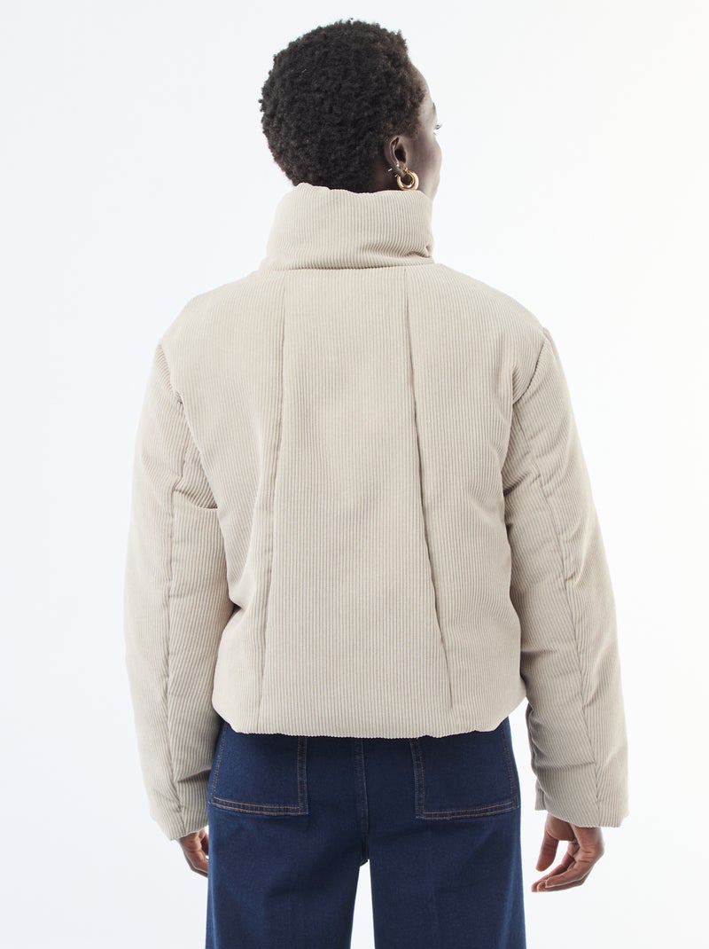 Casaco 'JDY' em material canelado com gola envolvente Bege - Kiabi