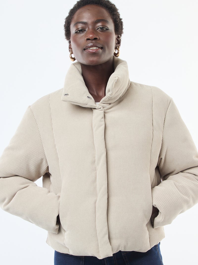 Casaco 'JDY' em material canelado com gola envolvente Bege - Kiabi