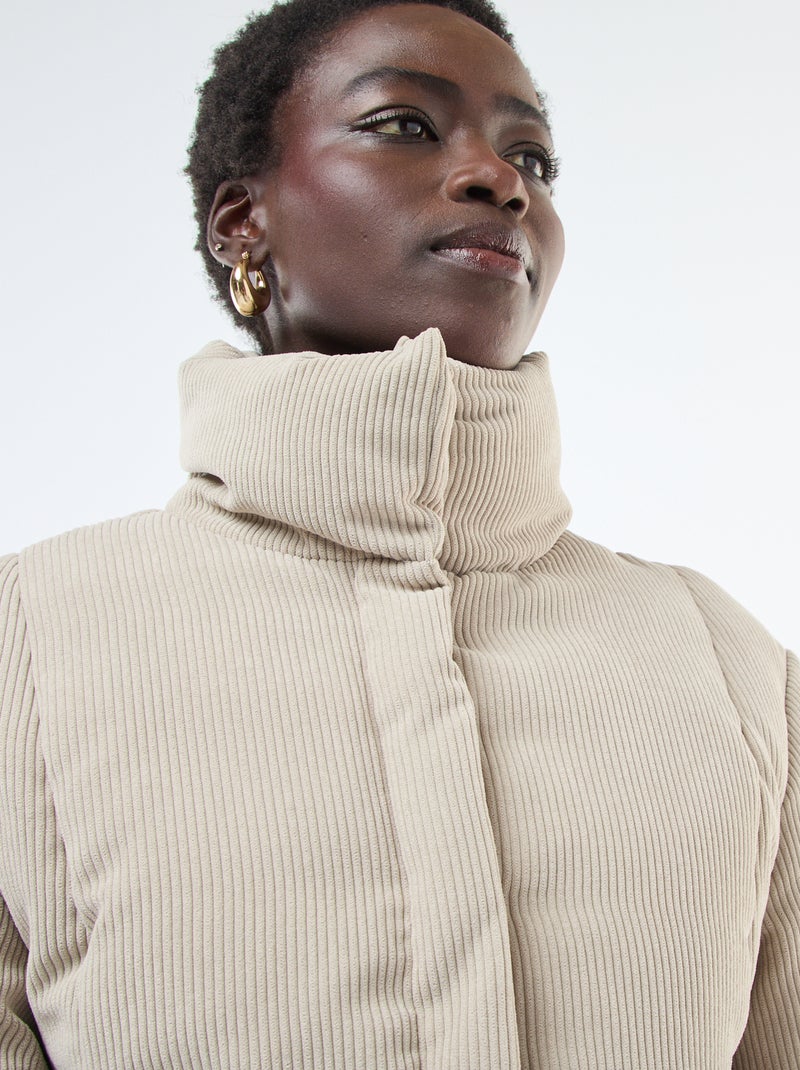 Casaco 'JDY' em material canelado com gola envolvente Bege - Kiabi