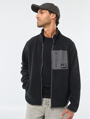 Casaco "JJrebel" em imitação de pele de ovelha com bolso contrastante