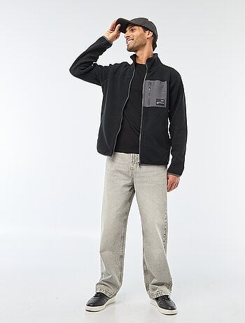 Casaco "JJrebel" em imitação de pele de ovelha com bolso contrastante