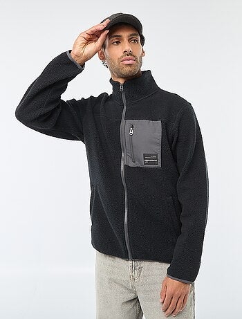 Casaco "JJrebel" em imitação de pele de ovelha com bolso contrastante