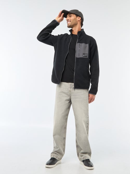 Casaco "JJrebel" em imitação de pele de carneiro com bolso contrastante - Kiabi