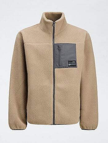 Casaco "JJrebel" em imitação de pele de ovelha com bolso contrastante