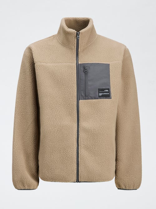 Casaco "JJrebel" em imitação de pele de ovelha com bolso contrastante - Kiabi