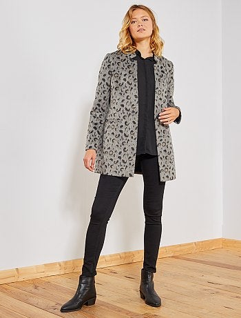 Mulher do 34 até 48 - Casaco leopardo em lã - Kiabi