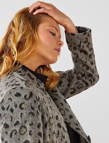 Mulher do 34 até 48 - Casaco leopardo em lã - Kiabi